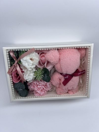 Flower box z ręcznikiem Mały Różowy