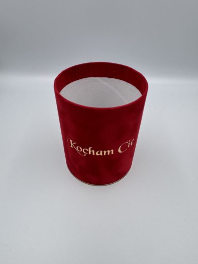 Pudełko okrągłe Welurowe "Kocham Cię" Czerwone - 10 cm x 13 cm - obrazek 2