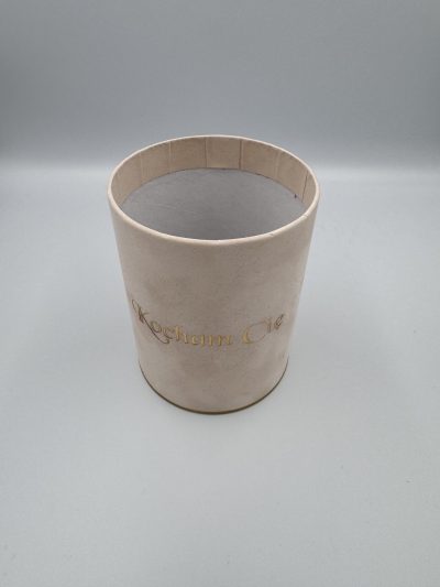 Pudełko okrągłe Welurowe "Kocham Cię" Beżowe - 10 cm x 13 cm - obrazek 2