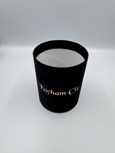 Pudełko okrągłe Welurowe "Kocham Cię" Czarne - 10 cm x 13 cm - obrazek 2
