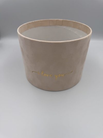 Pudełko okrągłe Welurowe "I love you" Beżowe - 17 cm x 13 cm - obrazek 2