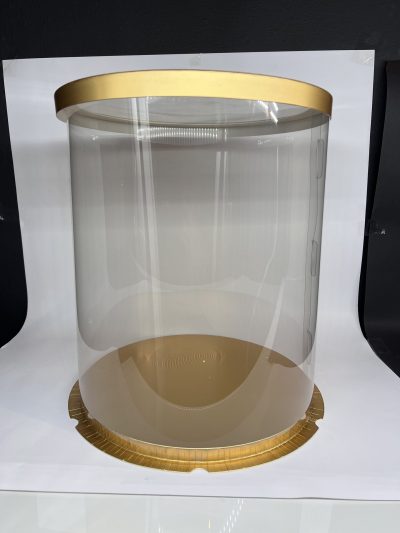 Pudełko okrągłe przezroczyste - Złoty 36 cm Duże - obrazek 2