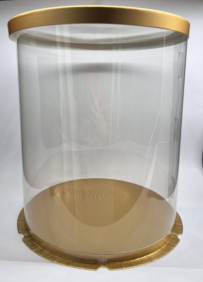 Pudełko okrągłe przezroczyste - Złoty 36 cm Duże