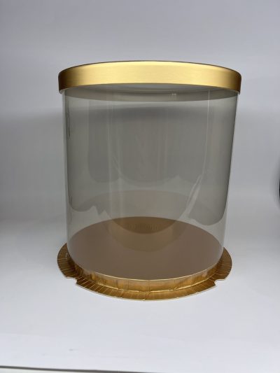 Pudełko okrągłe przezroczyste - Złoty 24cm - obrazek 2
