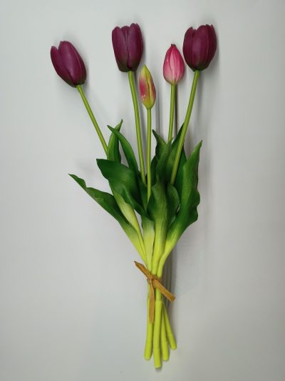 Tulipany Silikonowe Ciemno fioletowy - Pęczek po 5 szt.