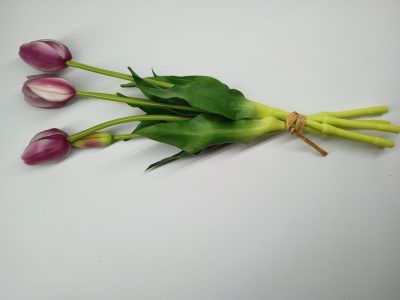 Tulipany Silikonowe biało fioletowy pęczek (5 szt.) - obrazek 2