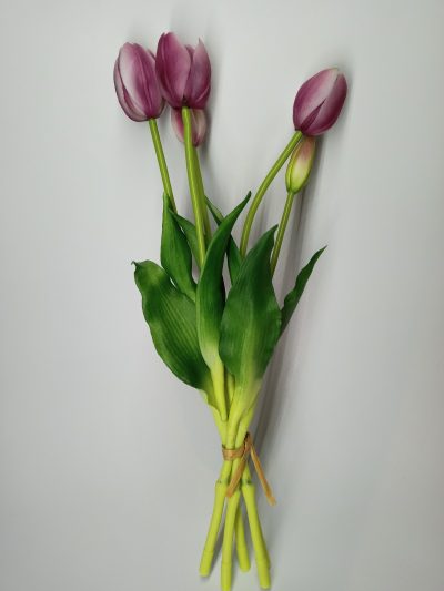 Tulipany Silikonowe biało fioletowy pęczek (5 szt.)