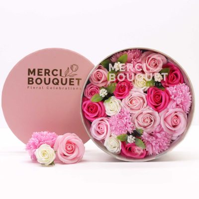 Okrągły Mydlany Flower Box - Różowy - obrazek 2